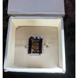 Large Natural Smokey Quartz cocktail ring.